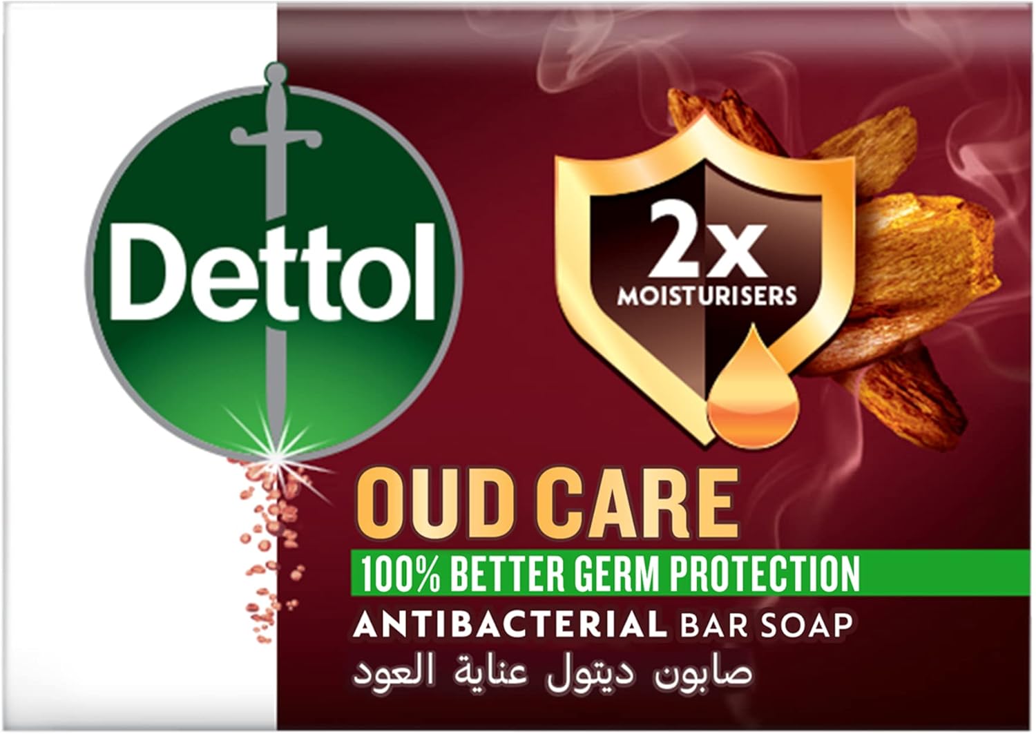 Dettol Oud Care Antibacterial Bar Soap, Moisturising Glycerine & Oud Fragrance for Effective Germ Protection & Personal Hygiene, 120g